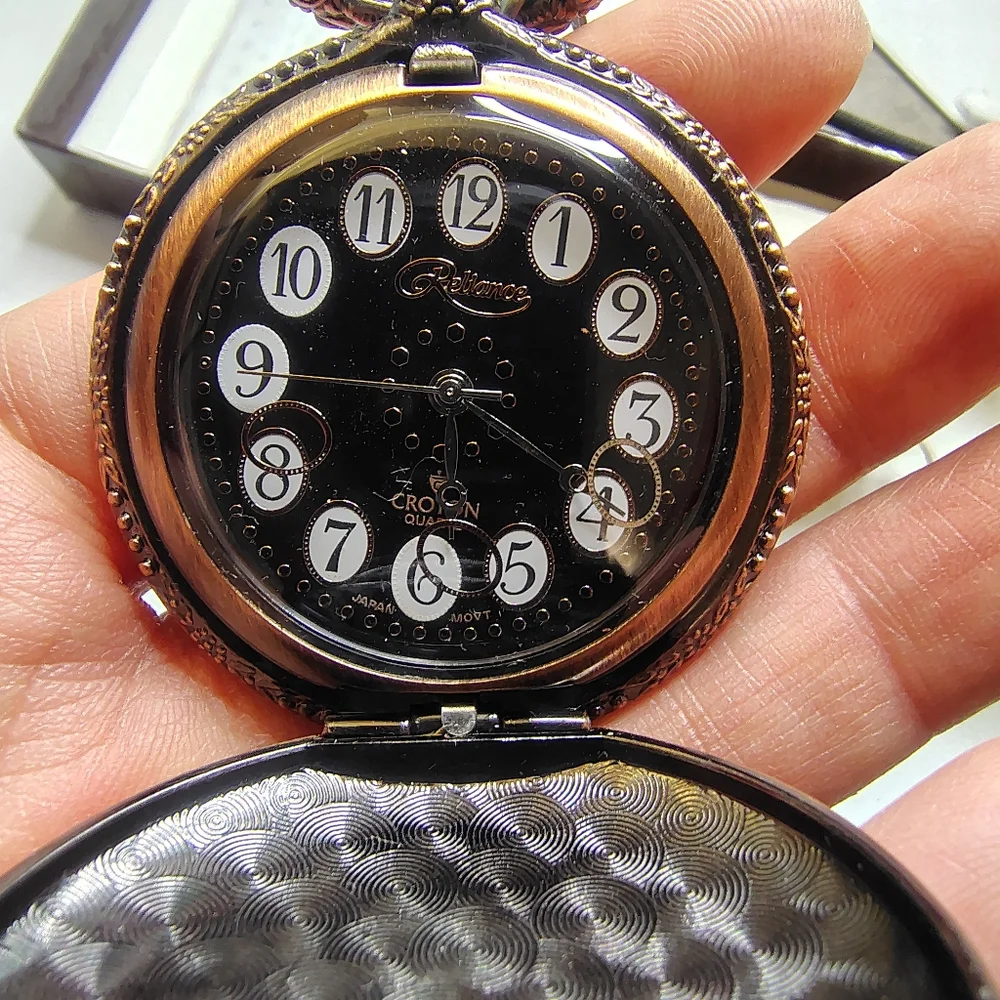 Reliance Croton Pocket Watch – Quartz Movement – 23kt Gold Layered – NIB
